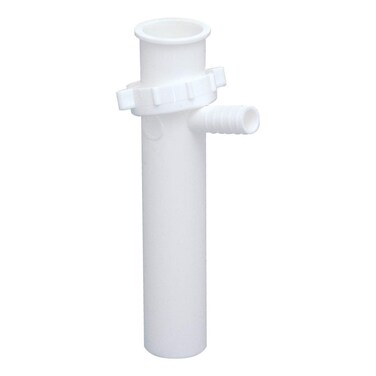 EZFLO 112 Inch x 8 Inch Branched Dishwasher Tailpiece Direct Connection for Tubular Drain Applications 58 Inch OD Branch White Polypropylene 35310