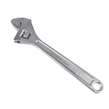 Olympia Tools 15 Adjustable Wrench Heavy Duty Drop Forged Steel Chrome Plated Precision Machined Jaws Rust Resistant