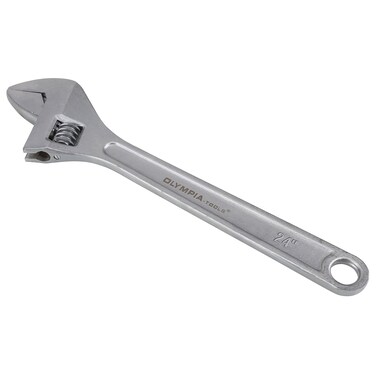 Olympia Tools 24 Adjustable Wrench Heavy Duty Drop Forged Steel Chrome Plated Precision Machined Jaws Rust Resistant