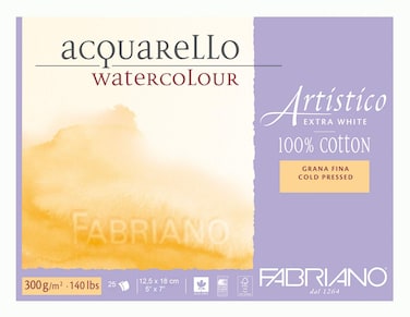 Fabriano AEW BL 4CO 25F GF Watercolour Paper  125 x 18 cm Extra White