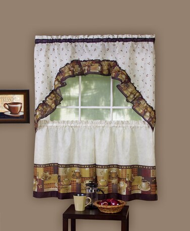 Achim Home Furnishings  CFTS36BW12 Coffee Tier and Swag Window Treatment Set 57 x 36 Brown