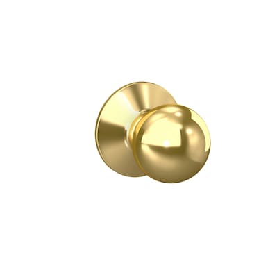 Schlage F10 ORB 605 Orbit Door Knob Hall  Closet Passage Lock Bright Brass