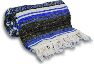 YogaAccessories Traditional Mexican Yoga Blanket  Dark Blue