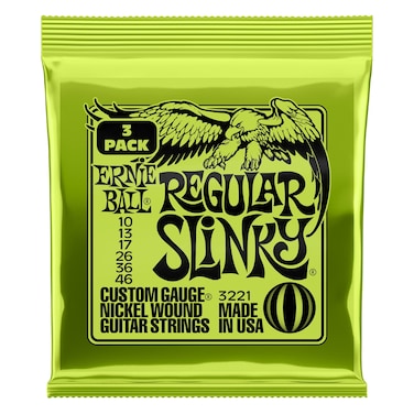 Ernie Ball Regular Slinky Nickel Wound Electric Guitar Strings 3 Pack  1046 Gauge