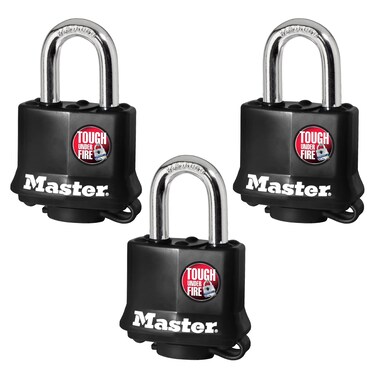 Master Lock 311TRI Keyed Alike Laminated Steel Padlock  3Pack  Black