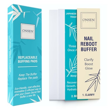 Onsen Secret Nail Buffer Block Replacement Pads  3 Way Buffing Block Smooth Shine Natural Nail Buffing Pads w 3 Sides Coarse Soft Silky Nail Buffer Replacement Pads Only  4 Combo Pads  1 Pack