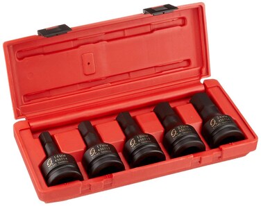 SUNEX TOOLS 4507 34 Inch Drive Impact Hex Driver Set 5Piece Metric 14mm24mm CrMo Steel Dual Size Markings Heavy Duty Storage Case