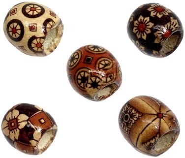 Housweety 100 Mixed Painted Drum Wood Spacer Beads 17x16mm Round Loose Wood Beads Bulk for Braids African Beads for Hair Jewelry Making Craft DIY Macrame Rosary Bracelet Necklace Making