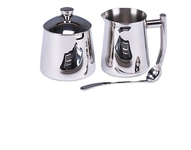 Frieling USA 1810 Stainless Steel Creamer and Sugar Bowl Set  Creamer Pitcher  Metal Creamer and Sugar Set  Stainless Steel Sugar and Creamer Set  Silver Cream and Sugar Holders