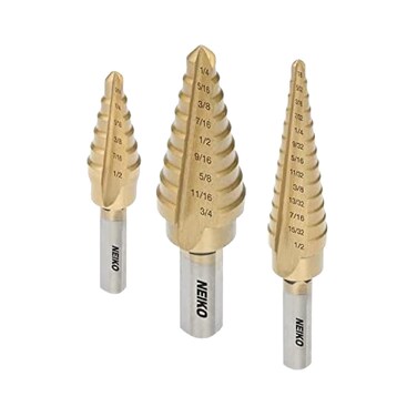 Neiko 10193A Titanium Step Bits Unibit Set 28 Sizes High Speed Steel Standard SAE Step Drill Bit Set Step Bits for Metal Unibit Step Drill Bits Industrial Unibit