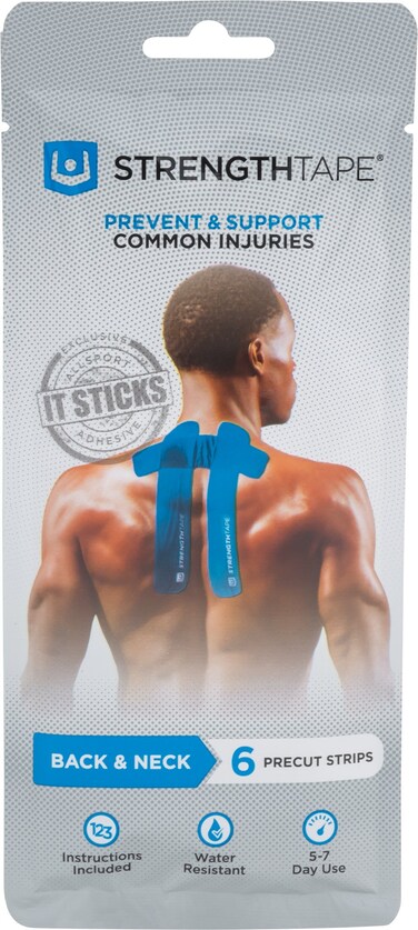 StrengthTape Kinesiology Tape K Tape Taping Kit Premium Sports Tape Provides Support and Stability to The Target Area Back  Neck Blue StrengthTape Kinesiology Taping Kit
