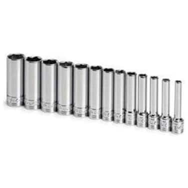SK Tools USA 14 Drive 13 Piece 6 Point Deep Metric Chrome Socket Set 4MM  15MM  1312