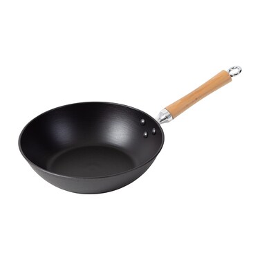 JOYCE CHEN Professional Series 115Inch Cast Iron Stir Fry Pan with Maple Handle