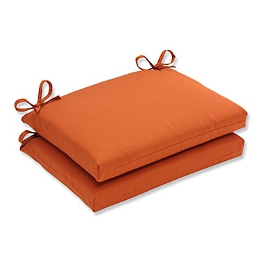 Pillow Perfect Monti Chino Solid IndoorOutdoor Patio Seat Cushions Plush Fiber Fill Weather and Fade Resistant Square Corner  16 x 185 Orange 2 Count