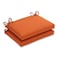 Pillow Perfect Monti Chino Solid IndoorOutdoor Patio Seat Cushions Plush Fiber Fill Weather and Fade Resistant Square Corner  16 x 185 Orange 2 Count