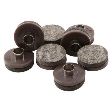 SoftTouch 1 Round NailOn Furniture Glides  Surface Protection for Wooden Furniture Brown 8 Pack