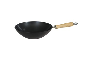 Dexam 12108412 NonStick Carbon Steel Wok with Wood handle12 30cm 30cm12 Black