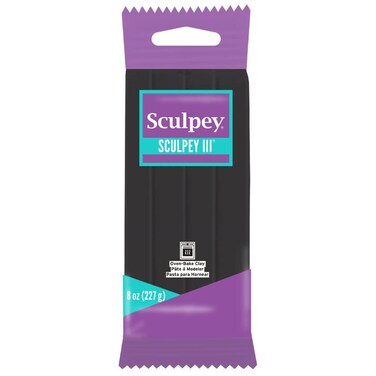 Sculpey III Polymer OvenBake Clay Black Non Toxic 8 oz bar great for modeling sculpting holiday DIY mixed media and school projects Great for kids and beginners