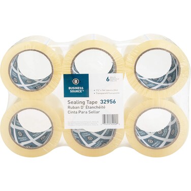 Business Source Heavyweight Package Sealing Tape  Clear pack of 6
