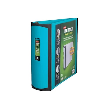 STAPLES 3 Inch BetterView Binder with DRings Teal
