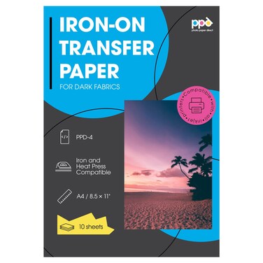 PPD Iron on Transfer Paper for Dark Fabric Compatible with Inkjet Printer 85 x 11 Printable T Shirt Heat Transfer Papers Custom Print Photo Durable Flexible  Machine Washable 10 Sheets
