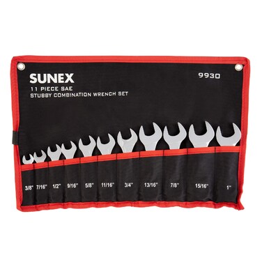 Sunex Tools 9930 SAE Stubby Combination Wrench Set 38Inch  1515Inch 11Piece