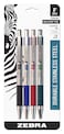 Zebra Pen F301 Retractable Ballpoint Pen Stainless Steel Barrel Fine Point 07mm Assorted Ink 4Pack