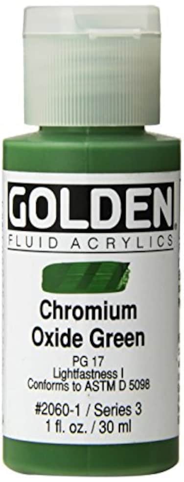 Fluid Acrylics by GOLDEN Chromium Oxide Green 1 fl oz Bottle Professional Acrylic Paint Opaque