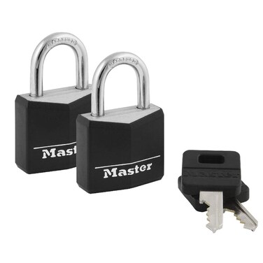 Master Lock 131T Covered Aluminum Padlocks 2 Pack Keyed Alike Black 2 Count