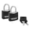 Master Lock 131T Covered Aluminum Padlocks 2 Pack Keyed Alike Black 2 Count