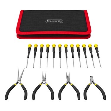 16Piece Precision Screwdriver Set  Includes MagneticTip Screwdrivers Pliers and Nylon Case  Electronics Tool Kit by Stalwart