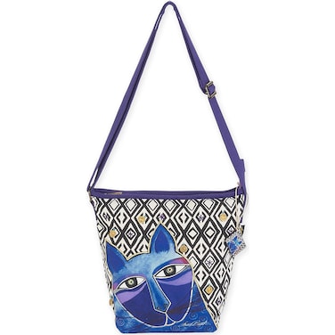 Laurel Burch Tote Zipper Top 12 by 312 by 812Inch Tres Gatos BlueGold
