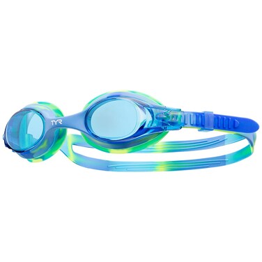 TYR Swimple Tie Dye Youth Swim Goggles BlueGreen Ages 310