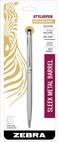 Zebra Pen StylusPen Twist Retractable Ballpoint Pen Fine Point 07mm Black Ink Silver Barrel 1Count