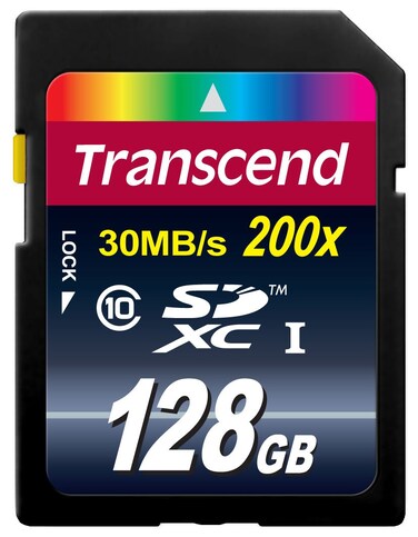 Transcend 128GB SDXC Class 10 Flash Memory Card Up to 30MBs TS128GSDXC10
