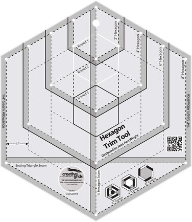 Creative Grids Hexagon Trim Tool Quilt Ruler  CGRJAW4