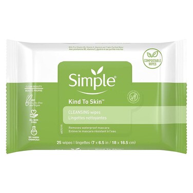 Simple Cleansing Facial Wipes 25 Count Pack of 3