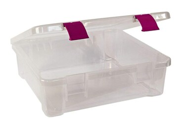 Creative Options File Tub Scrapbooking Storage Box Clear Magenta