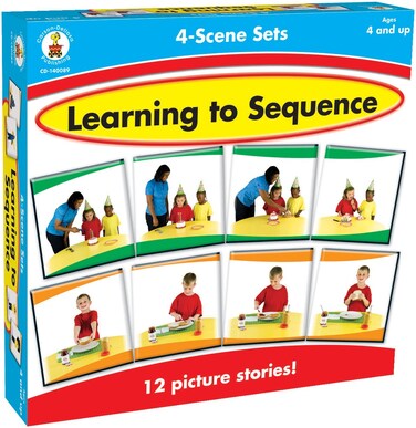 CarsonDellosa Publishing CD3121 CarsonDellosa Learning to Sequence 4Scene Set 48 Picture Cards PreK3