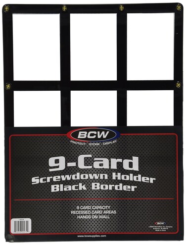 BCW Wall Mountable Trading Card Display Frame  9 Card Screwdown Holder  Baseball Card Display Frame  HighImpact Crystal Clear Polystyrene  Ideal as a Baseball Card Frame Wall Display