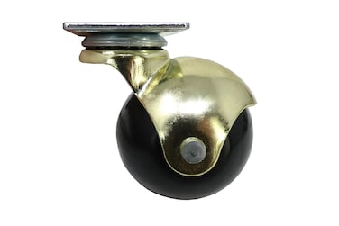 Shepherd Hardware 9517 2Inch Office Chair Plate Caster Bright Brass Hooded BallBlack