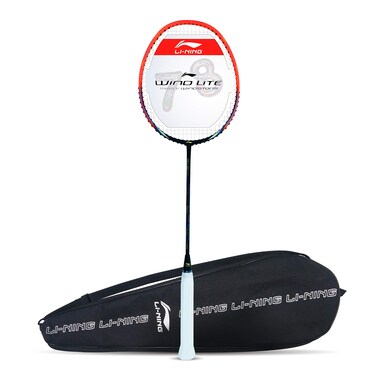 LiNing Wind Lite 800 Carbon Fibre Strung Badminton Racket with Full Racket Cover BlackOrange  For Intermediate Players  79 grams  Maximum String Tension  30lbs