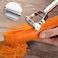 R Runilex Stainless Steel 2 in 1 Julienne Vegetable Peeler MultiFunctional Fruit Vegetable Shredder Slicer Double Planing Cutter Potato Cucumber Carrot Melon Grater Silver 18 x 82 x 24 cm
