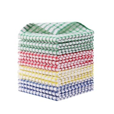 Egles 12 Packs Kitchen Dishcloths 12x12 Inches 100 Cotton Kitchen Dish Cloths for Washing Dishes Scrubbing Wash Cloths Dish Towels Sets Mix Color