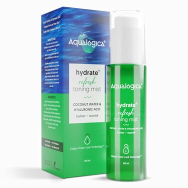 Aqualogica Hydrate Refresh Toning Mist  Face Toner Spray with Hyaluronic Acid  Coconut Water  Cleanses Open Pores  Balances Skin pH  Gives Deep Hydration  338 Fl Oz100ml