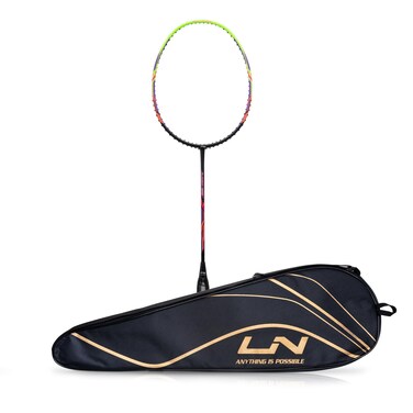 LiNing Turbo 99 Unstrung Carbon Fibre Badminton Racket with Full Cover Weight 84 gm BlackGreen