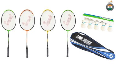 Jaspo CoreJS6004 Badminton Rackets 5 Feather Shuttlecock1 Badminton Bag
