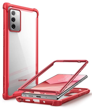 iBlason Ares Clear Case for Galaxy Note 20 5G 67 inch 2020 Release Dual Layer Rugged Clear Bumper Case Without Builtin Screen Protector Red