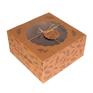 mudrit Kraft Cake Boxes with Window 10pcs  Brown Bakery Boxes for Cakes Donuts Pie Cookies Cupcakes Chocolates Desserts Size 10x10x5 Inches