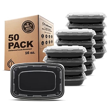 Freshware Meal Prep Containers 50 Pack 1 Compartment Food Storage Containers with Lids Bento Box BPA Free Stackable MicrowaveDishwasherFreezer Safe 16 oz